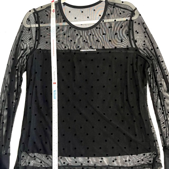 Black sheer top size L woman’s black Holiday blouse sheer Rickis Black top - Picture 9 of 9